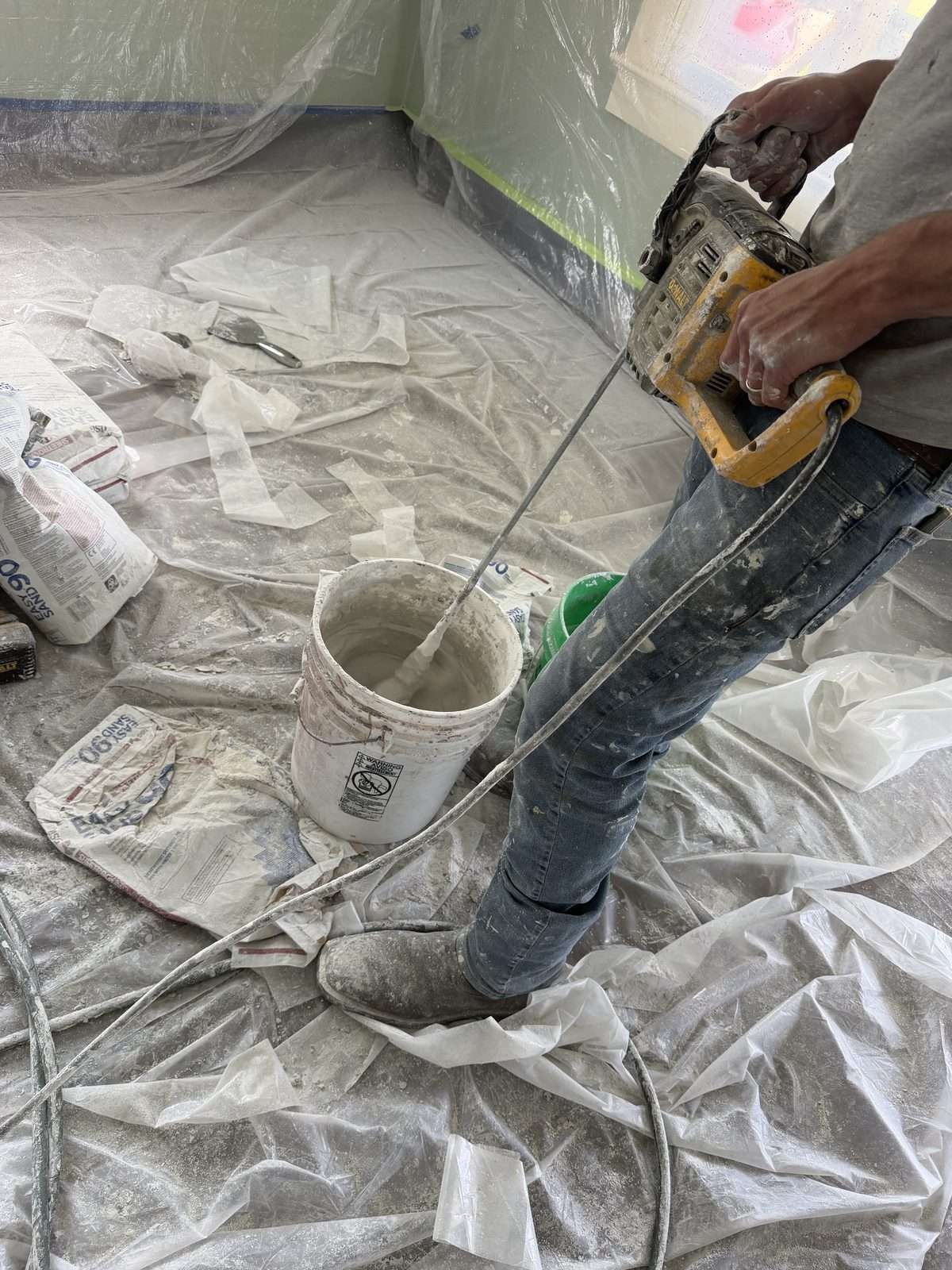 Drywall — mud and sand